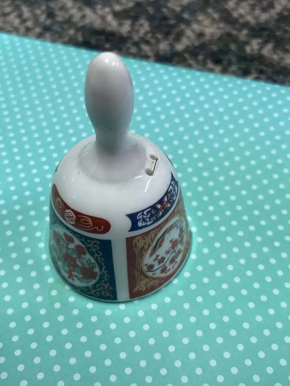 Vintage Japan Imari Small Porcelain Asian Flare Floral Dinner Bell TAIWAN 3